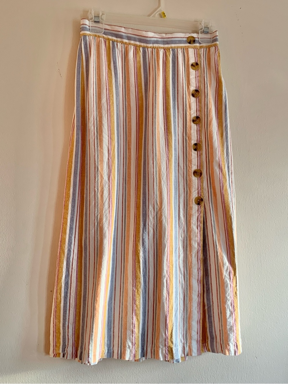 Aeropostale Linen Rayon Blend Multicolor Striped Skirt with Buttons size Small